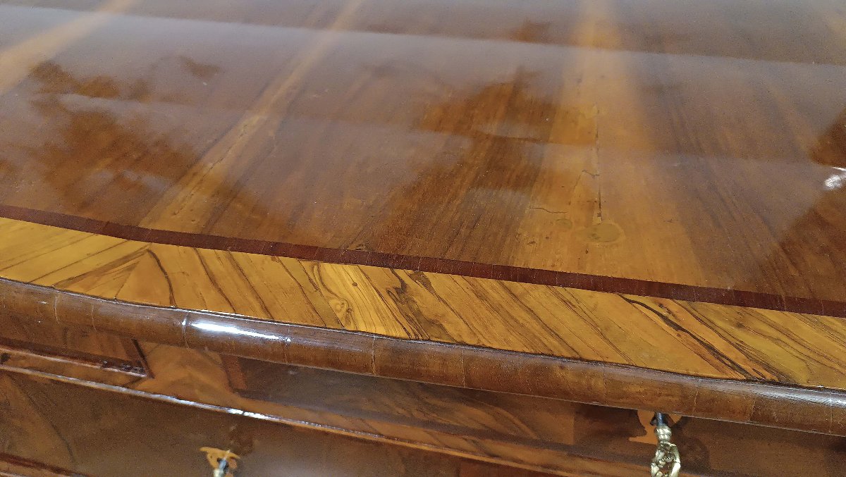 COMMODE PLAQUEE LOUIS XV MILIEU DU 18ème SIECLE-photo-3