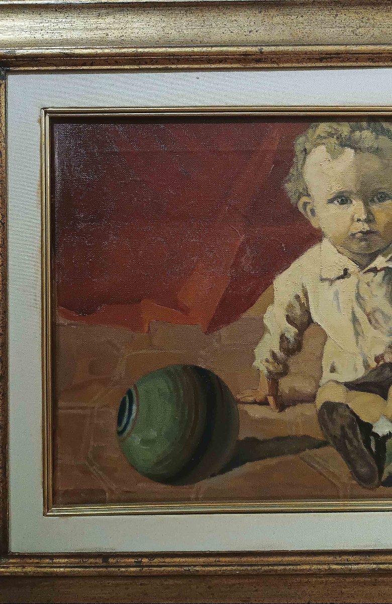 TABLEAU AVEC UN ENFANT PAR NATALE BENCINI PREMIÈRE MOITIÉ DU 20ème SIÈCLE-photo-4