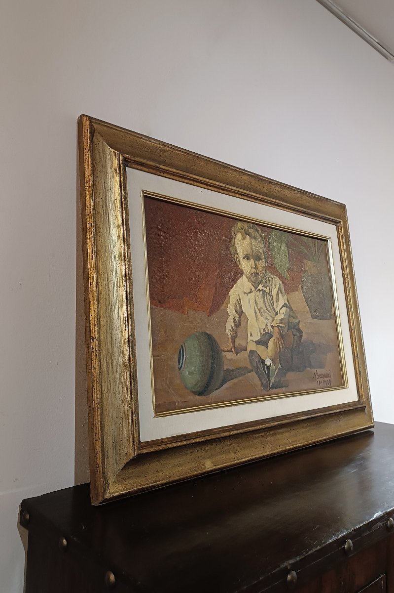 TABLEAU AVEC UN ENFANT PAR NATALE BENCINI PREMIÈRE MOITIÉ DU 20ème SIÈCLE-photo-5