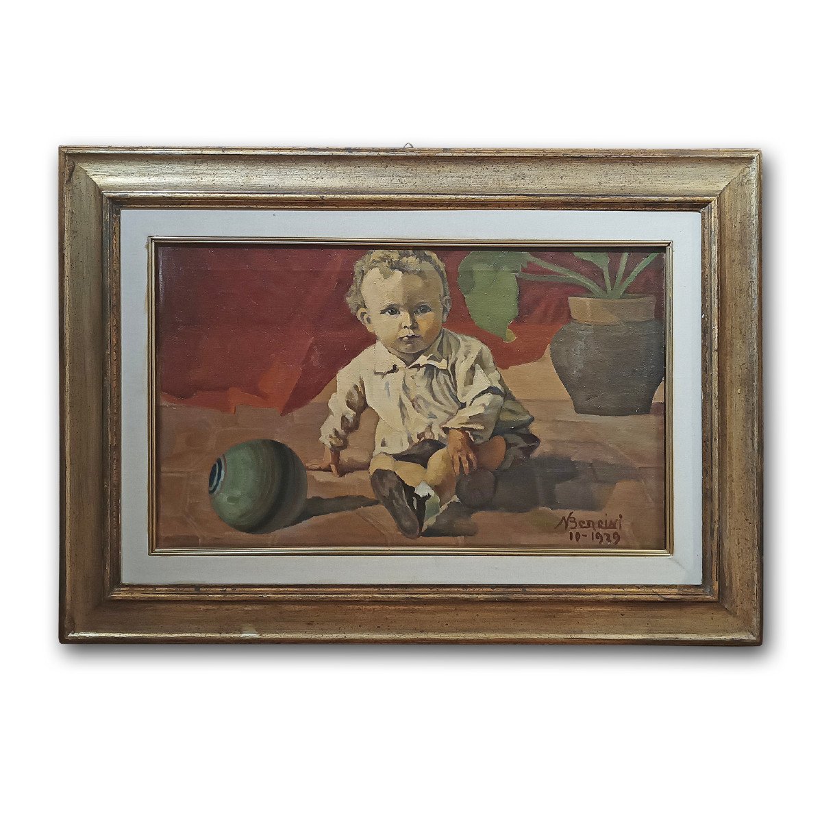 TABLEAU AVEC UN ENFANT PAR NATALE BENCINI PREMIÈRE MOITIÉ DU 20ème SIÈCLE