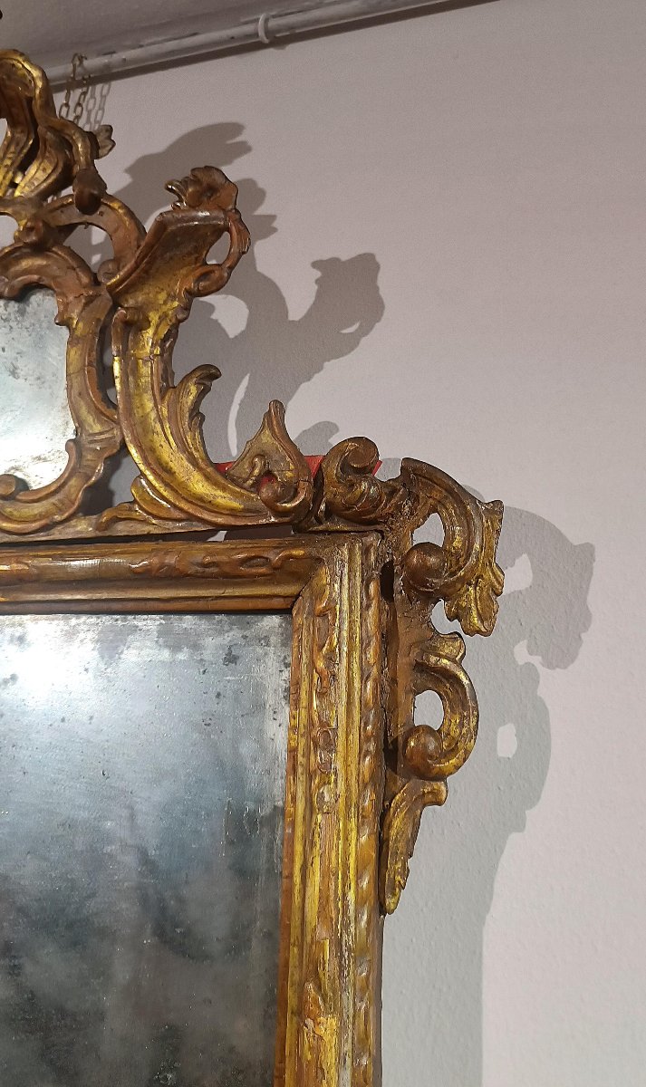Mid-18th Century Louis XV Mirror In Giltwood And Mecca-photo-2