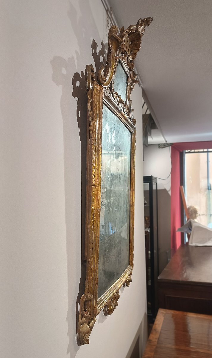 Mid-18th Century Louis XV Mirror In Giltwood And Mecca-photo-3