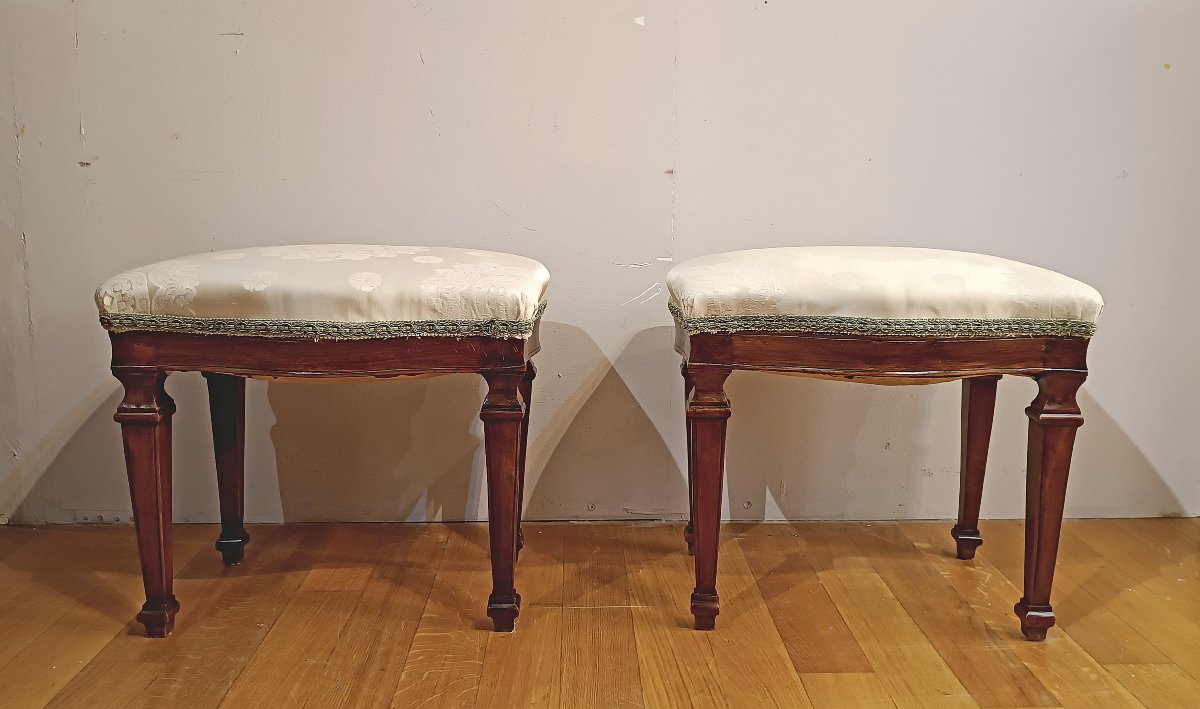PAIRE DE TABOURETS DE STYLE NÉOCLASSIQUE DÉBUT DU 19ème SIÈCLE-photo-4
