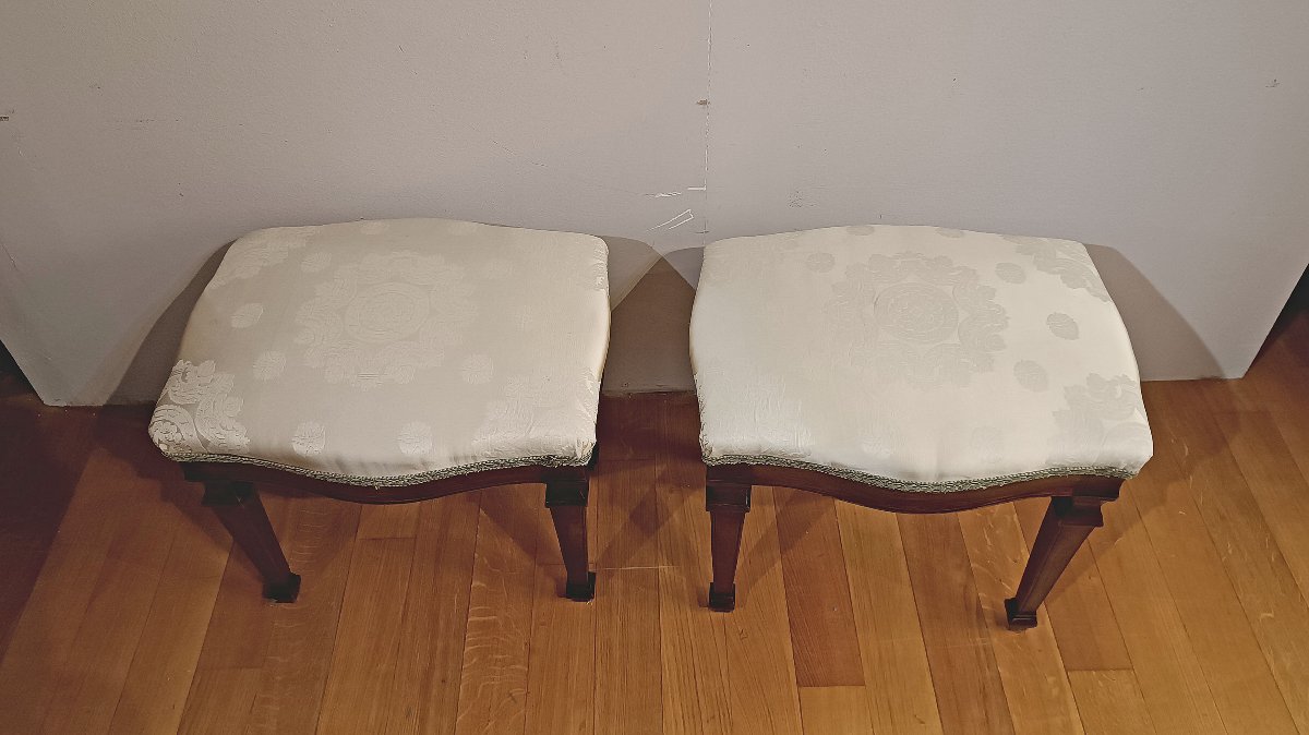 PAIRE DE TABOURETS DE STYLE NÉOCLASSIQUE DÉBUT DU 19ème SIÈCLE-photo-2