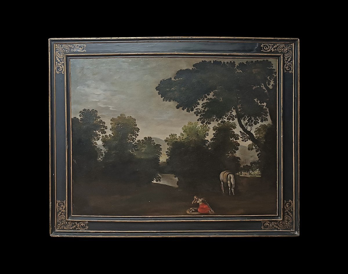 Late 17th Century Landscape And Figure Painting-photo-2
