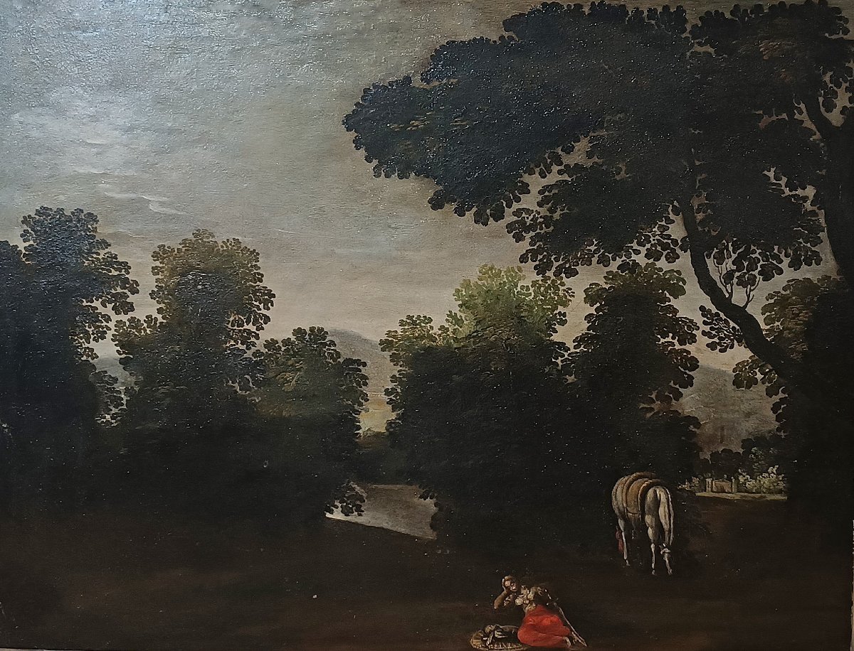 Late 17th Century Landscape And Figure Painting-photo-3