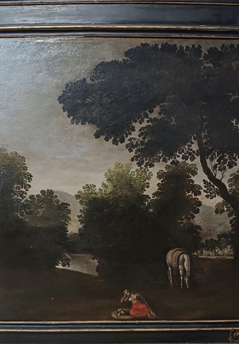 Late 17th Century Landscape And Figure Painting-photo-1