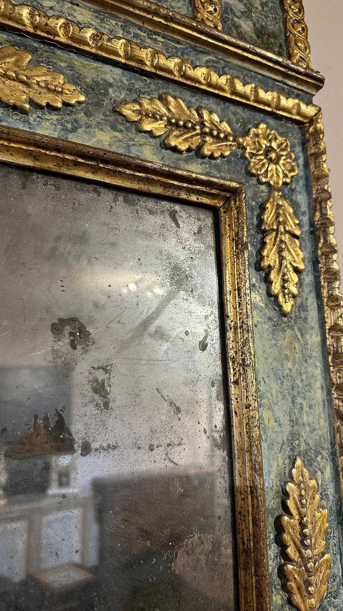 MIROIR NÉOCLASSIQUE PEINT ET DORÉ SECONDE MOITIÉ DU 18ème SIÈCLE-photo-3