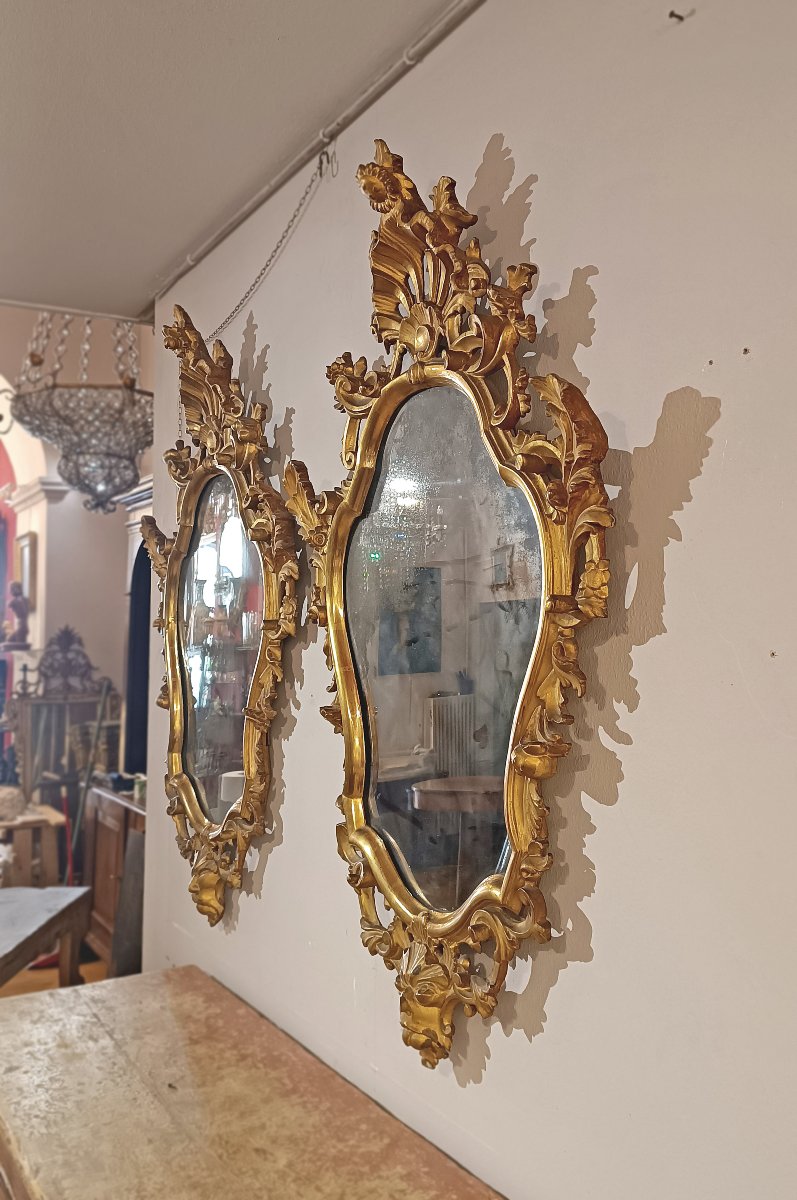 PAIRE DE MIROIRS LOUIS XV MILIEU DU 18ème SIÈCLE-photo-3