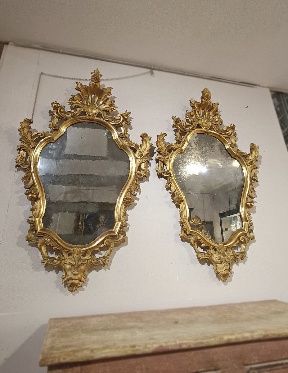 PAIRE DE MIROIRS LOUIS XV MILIEU DU 18ème SIÈCLE-photo-5