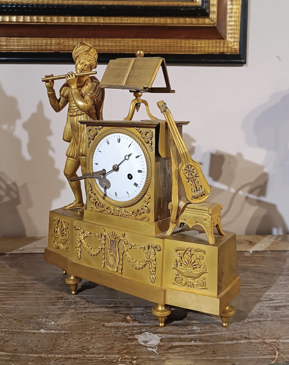 Late 18th Century Gilded Neoclassical Clock-photo-3