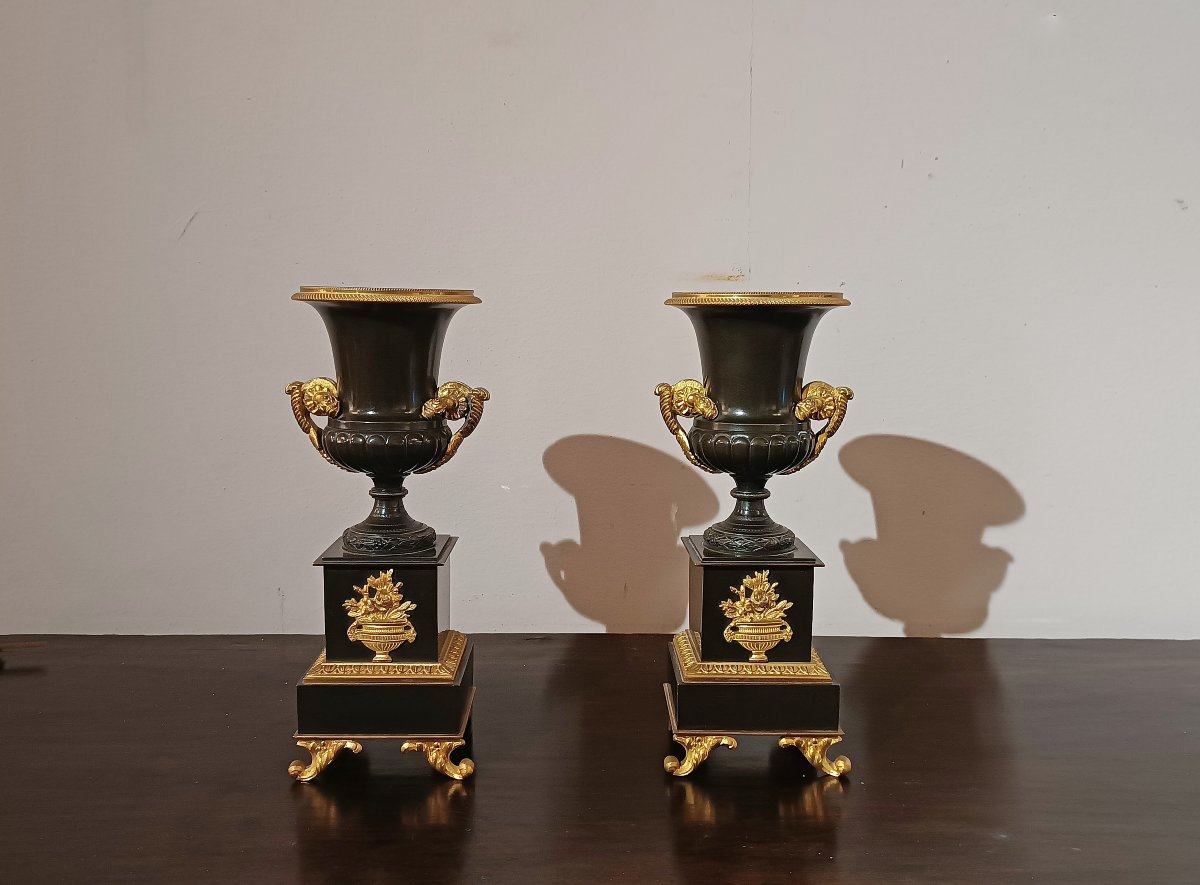First Half Of The 19th Century Pair Of Charles X Vases-photo-2