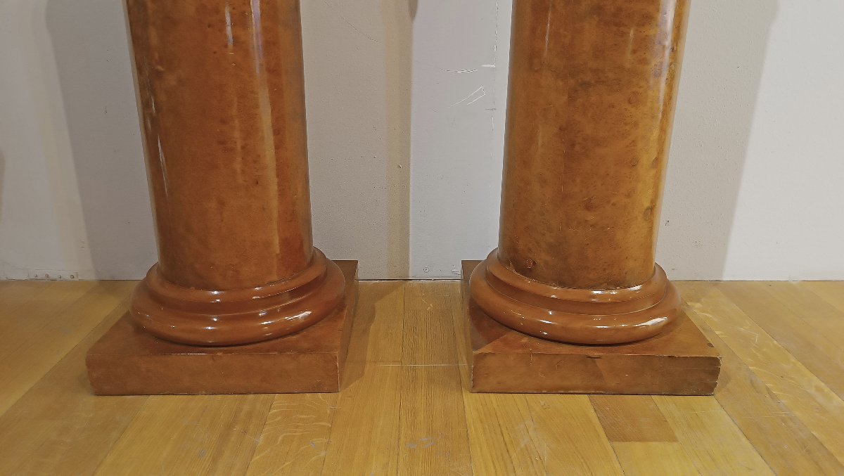Pair Of Mid-19th Century Walnut Burl Columns-photo-1