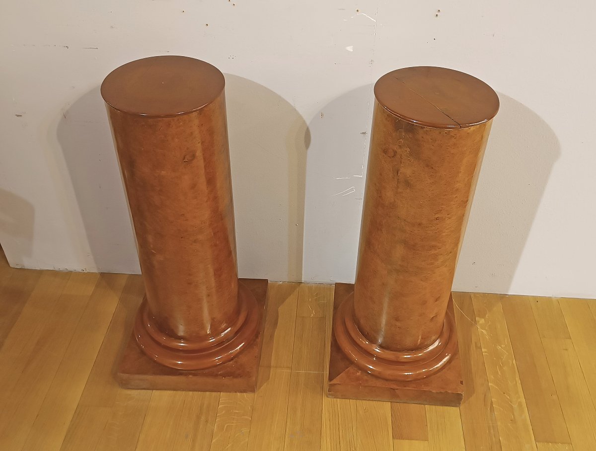 Pair Of Mid-19th Century Walnut Burl Columns-photo-3