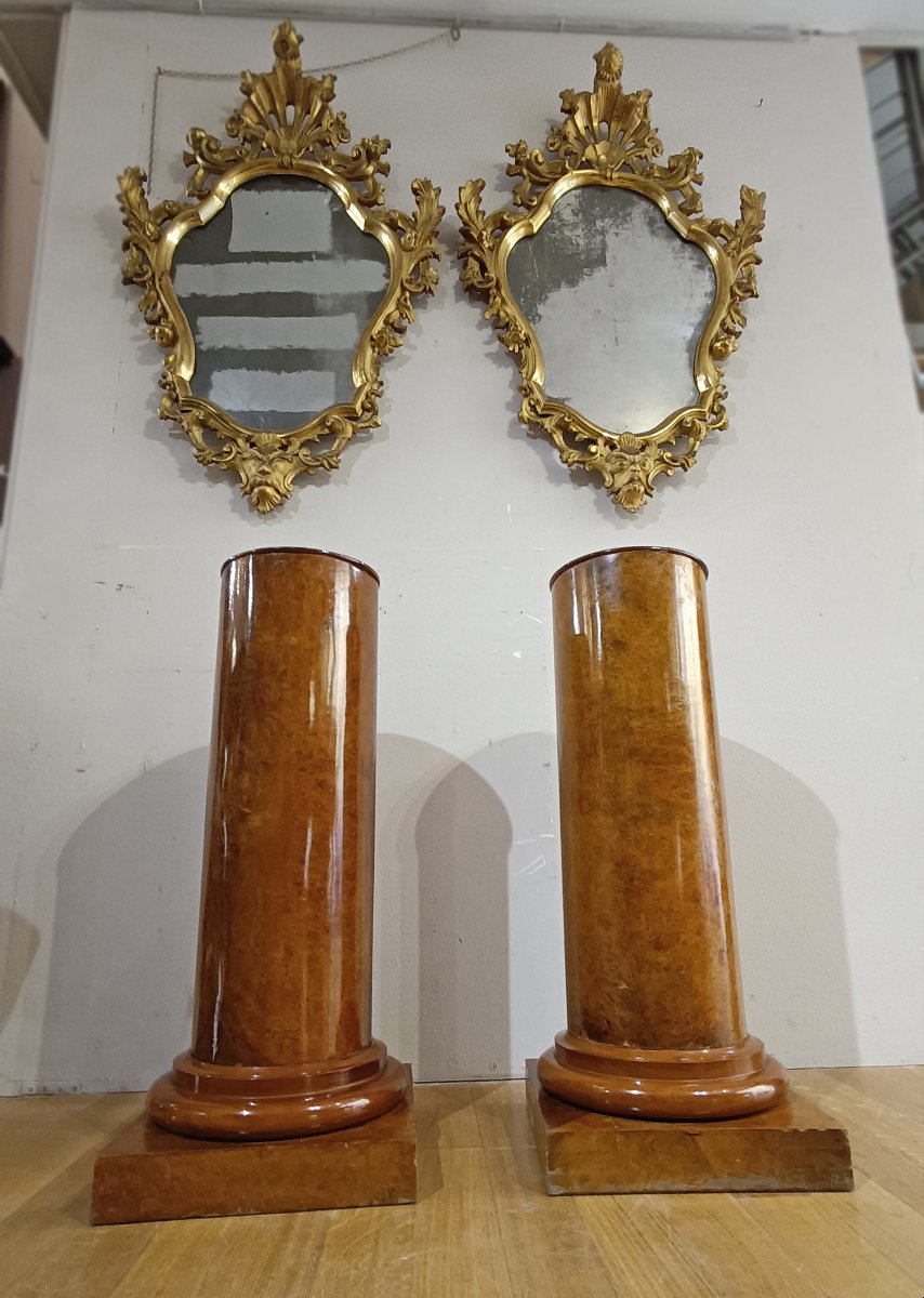 Pair Of Mid-19th Century Walnut Burl Columns-photo-5
