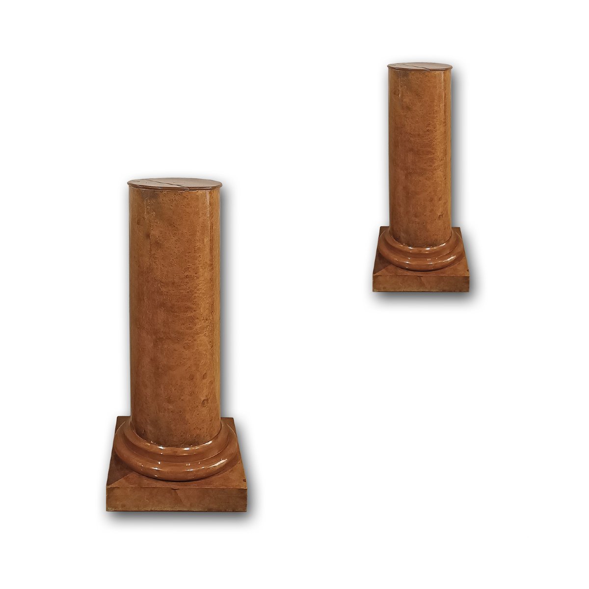 Pair Of Mid-19th Century Walnut Burl Columns