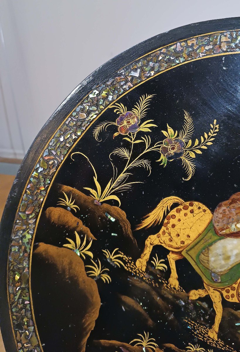 First 19th Century Oriental Style Ebony Table With Inlays-photo-1