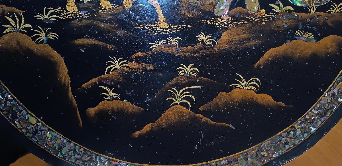 First 19th Century Oriental Style Ebony Table With Inlays-photo-3