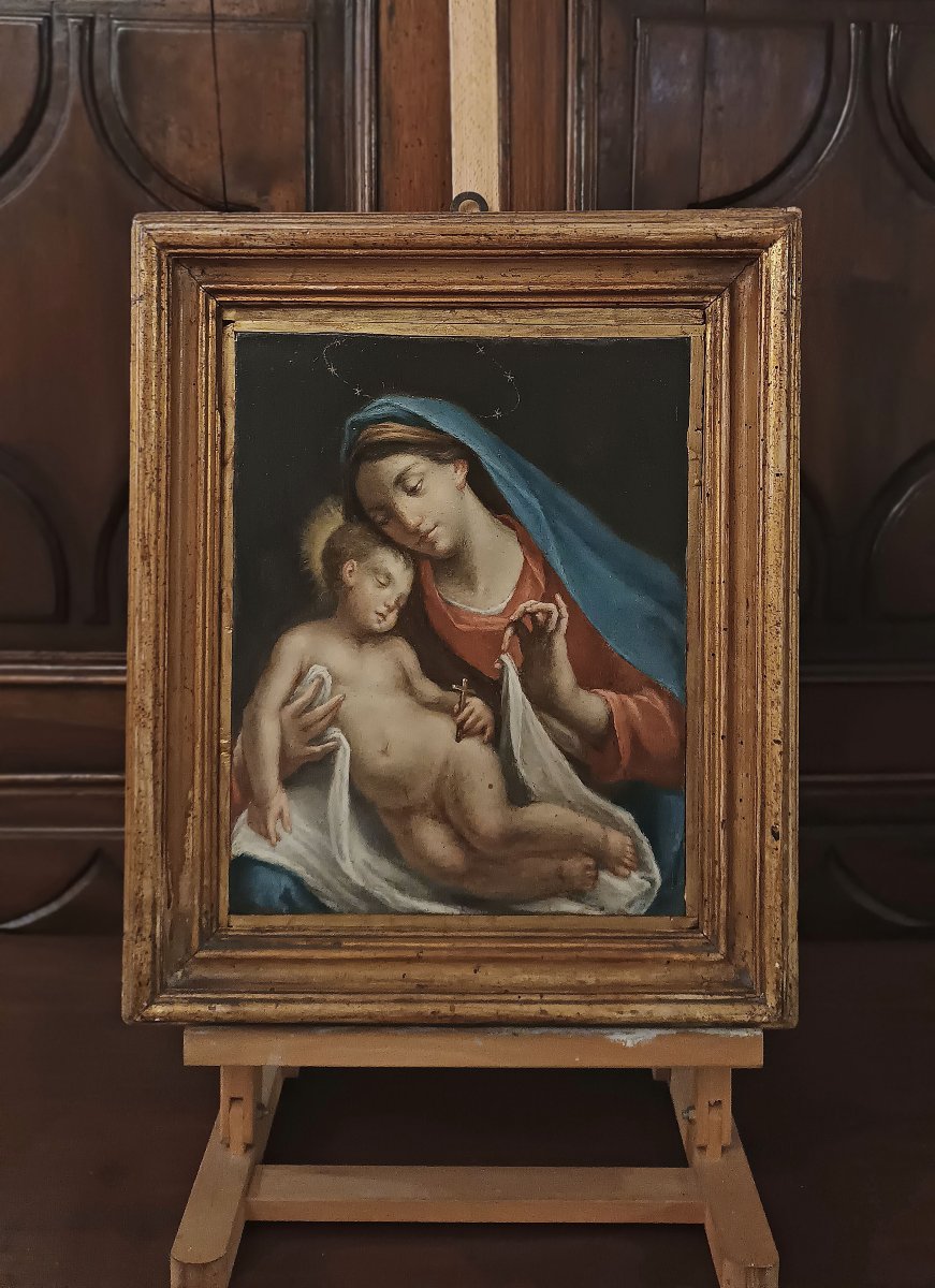 Late 18th Century Painting Of Madonna And Child-photo-5