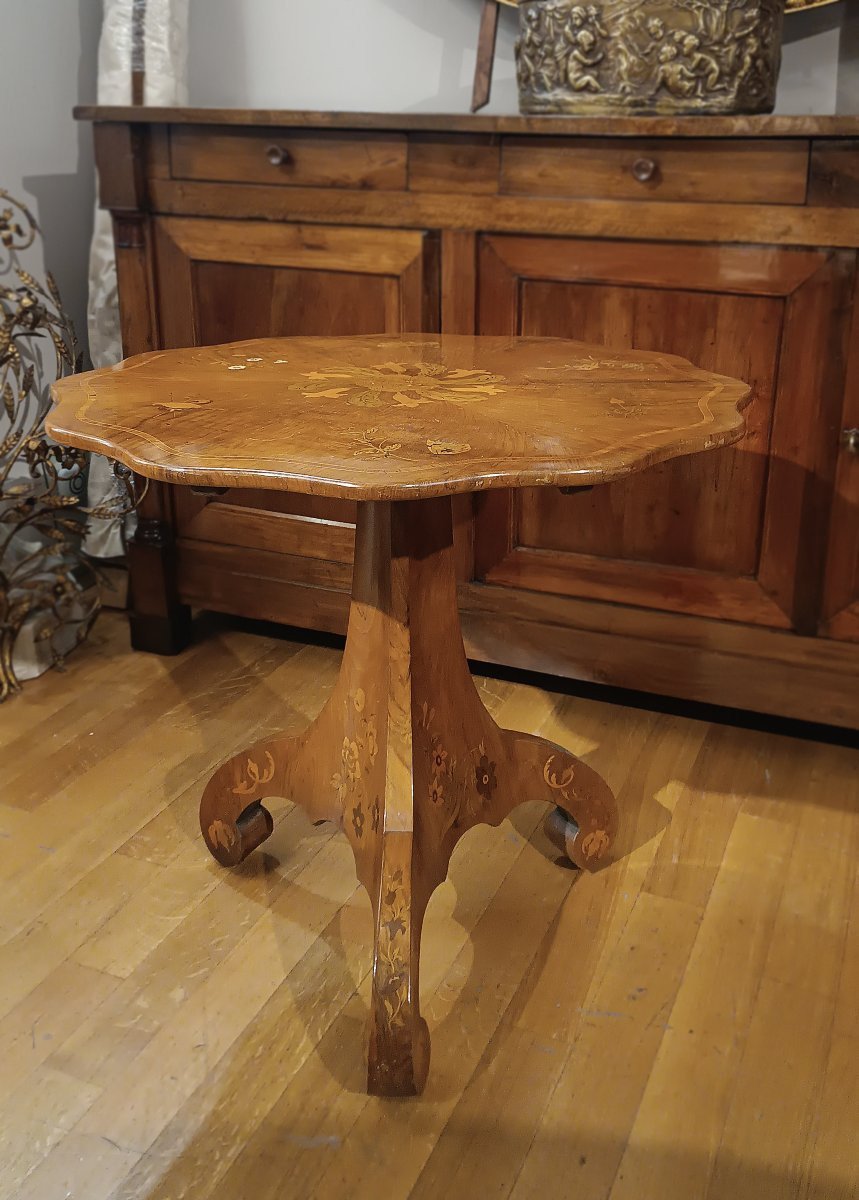 TABLE “À VOILE” MARQUETE CARLO X DÉBUT 19ème SIÈCLE-photo-7
