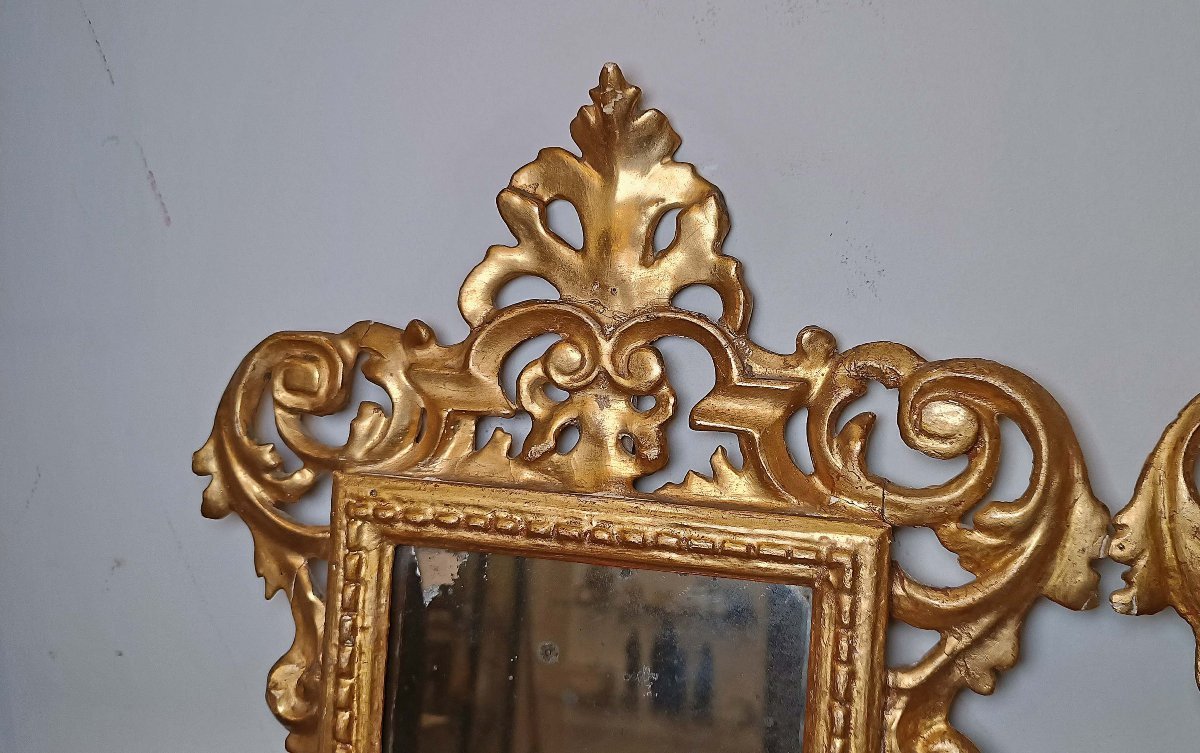 PAIRE DE PETITS MIROIRS DORÉS MILIEU 19ème SIÈCLE-photo-4