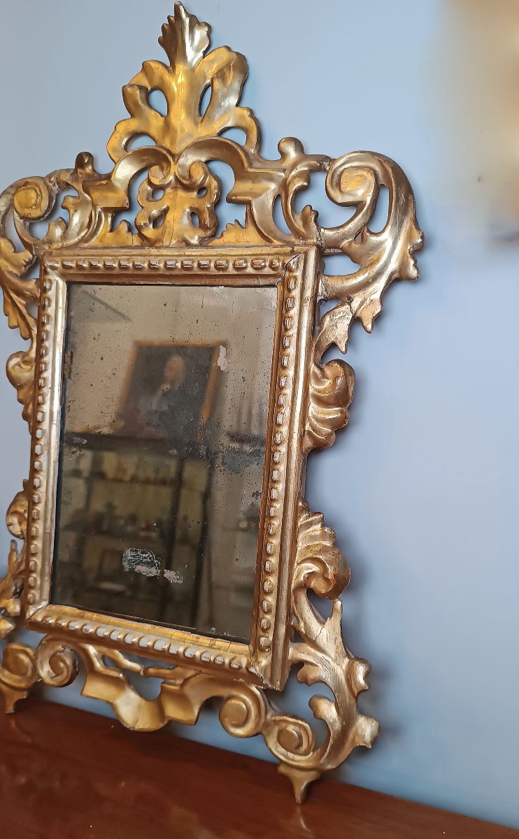 PAIRE DE PETITS MIROIRS DORÉS MILIEU 19ème SIÈCLE-photo-2