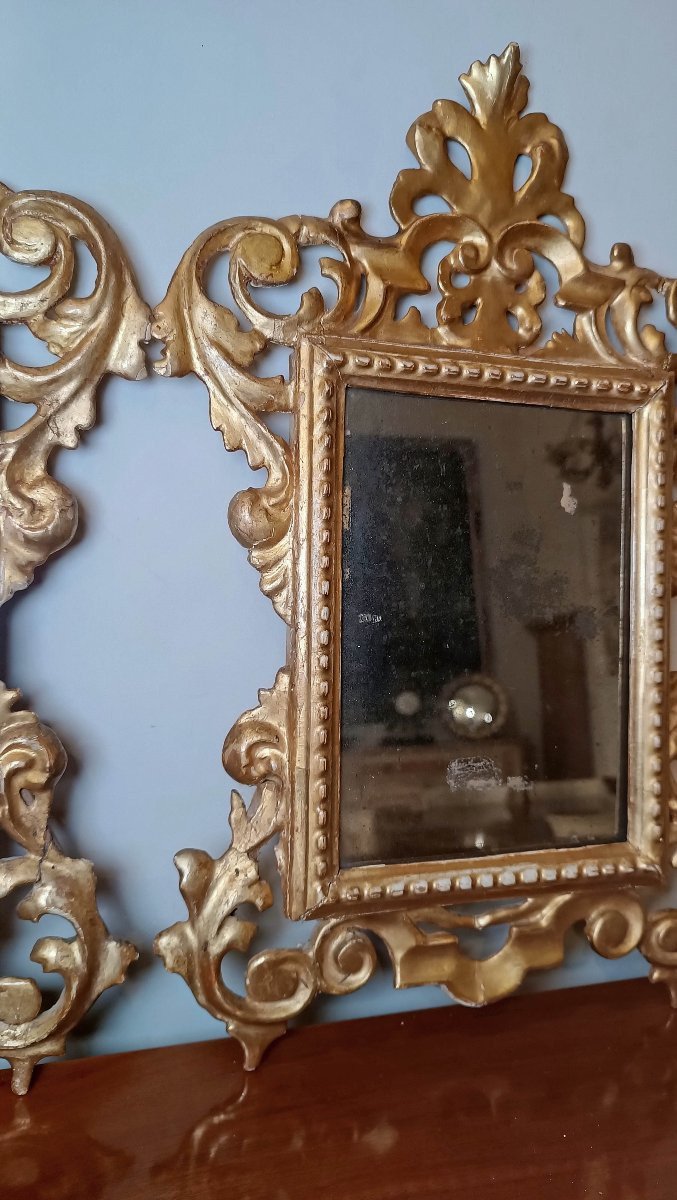 PAIRE DE PETITS MIROIRS DORÉS MILIEU 19ème SIÈCLE-photo-3