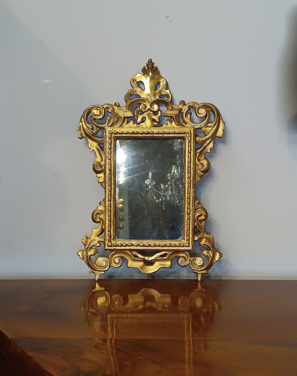 PAIRE DE PETITS MIROIRS DORÉS MILIEU 19ème SIÈCLE-photo-4