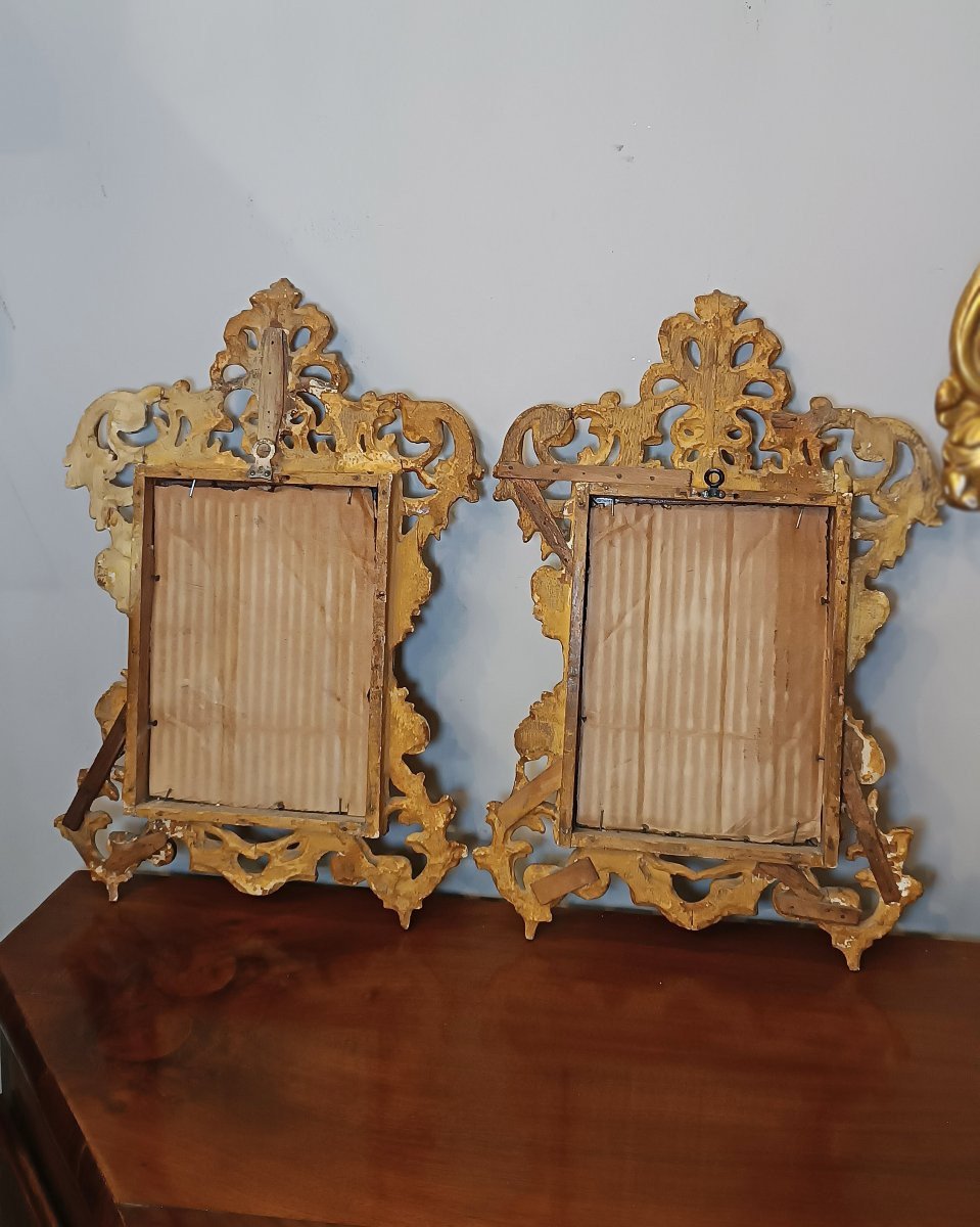 PAIRE DE PETITS MIROIRS DORÉS MILIEU 19ème SIÈCLE-photo-6