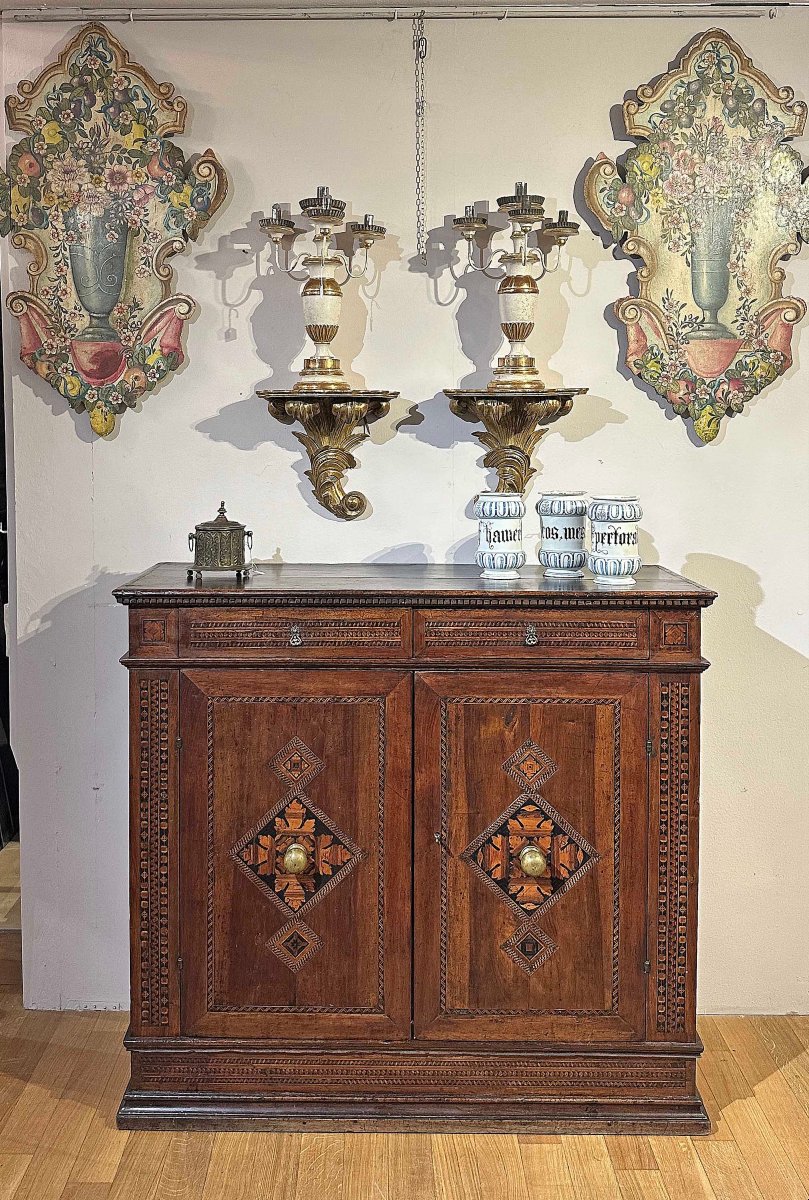 BUFFET RENAISSANCE INCRUSTÉ DÉBUT 16ème SIÈCLE-photo-7