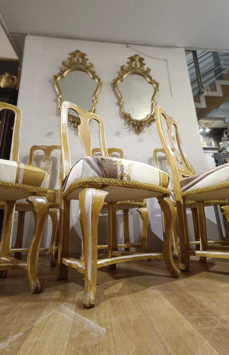 Mid-18th Century Six Louis XV Chairs In Painted Wood-photo-5