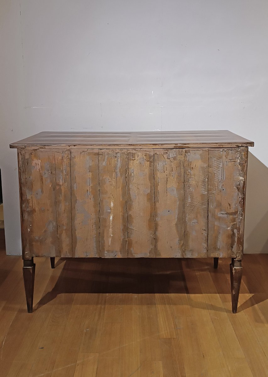 Second Half Of The 18th Century Neoclassical Walnut Feather Chest Of Drawers-photo-4