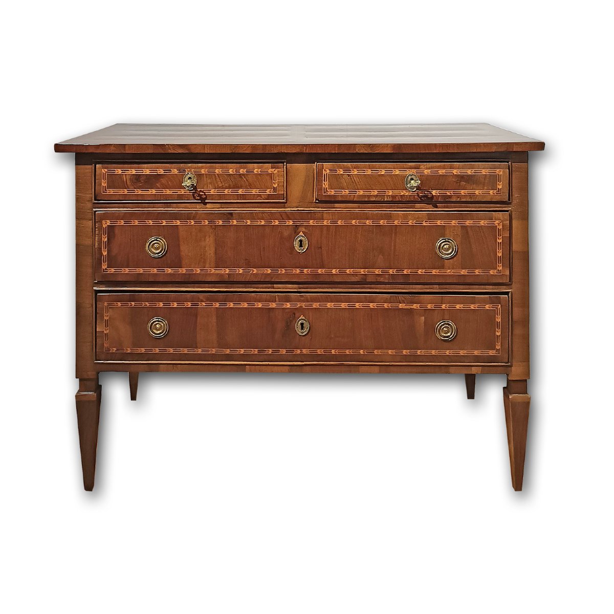 Second Half Of The 18th Century Neoclassical Walnut Feather Chest Of Drawers