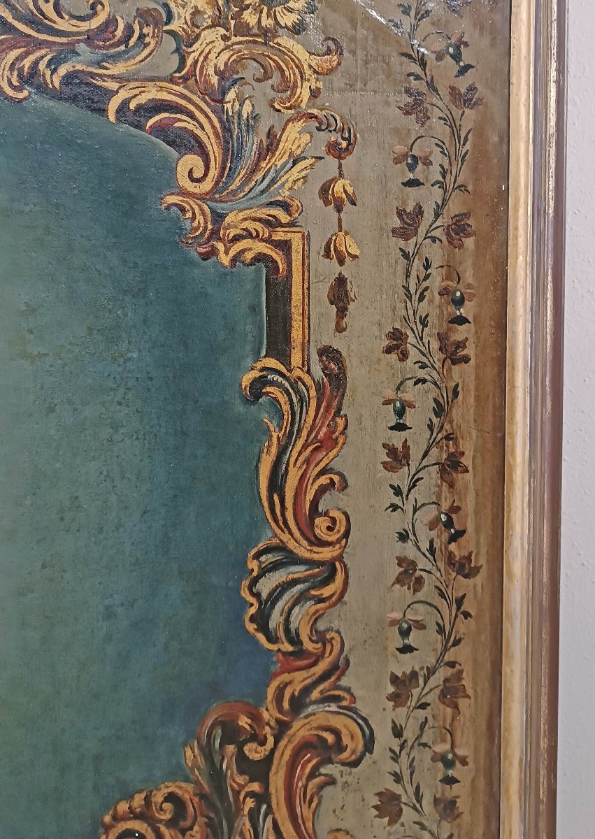 TABLEAU ALLÉGORIE D'UN PUTTO AILÉ FIN DU 18ème SIÈCLE-photo-3