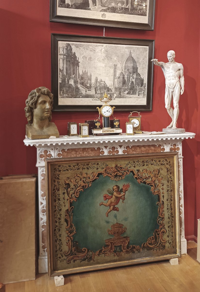 TABLEAU ALLÉGORIE D'UN PUTTO AILÉ FIN DU 18ème SIÈCLE-photo-6