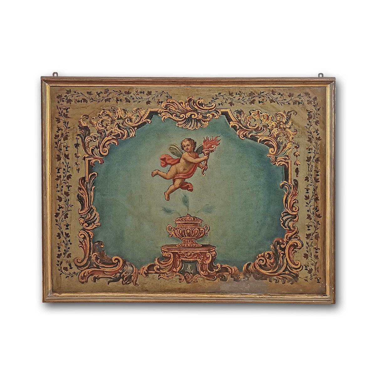 TABLEAU ALLÉGORIE D'UN PUTTO AILÉ FIN DU 18ème SIÈCLE