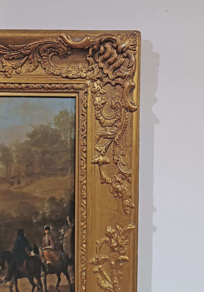 Mid-18th Century Painting With A Hunting Scene-photo-6