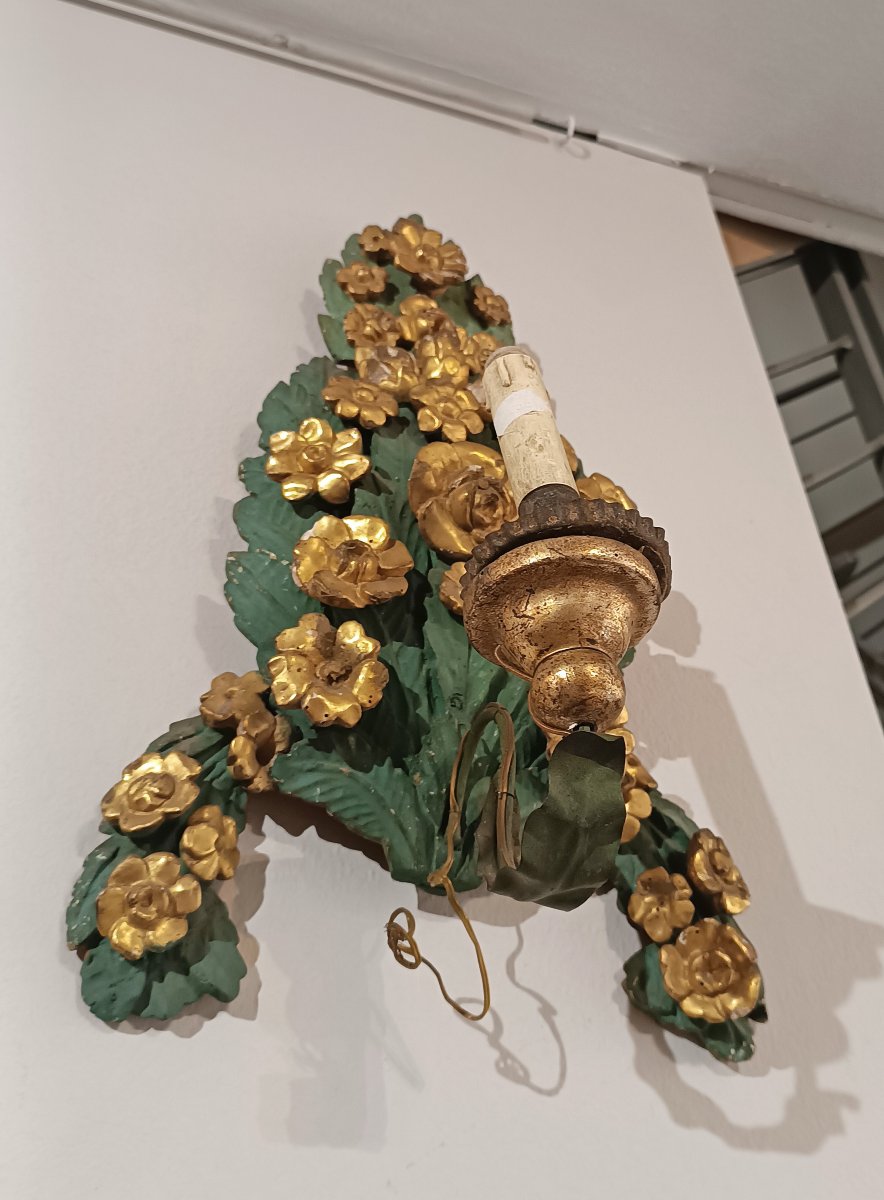 PAIRE D'APPLIQUE NÉOCLASSIQUES VERTES ET OR FIN DU 18ème SIÈCLE-photo-4
