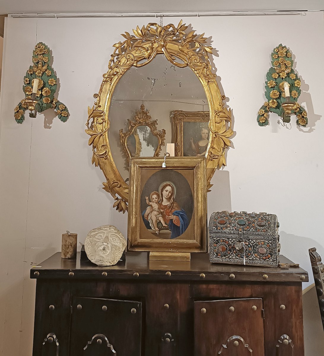 PAIRE D'APPLIQUE NÉOCLASSIQUES VERTES ET OR FIN DU 18ème SIÈCLE-photo-7