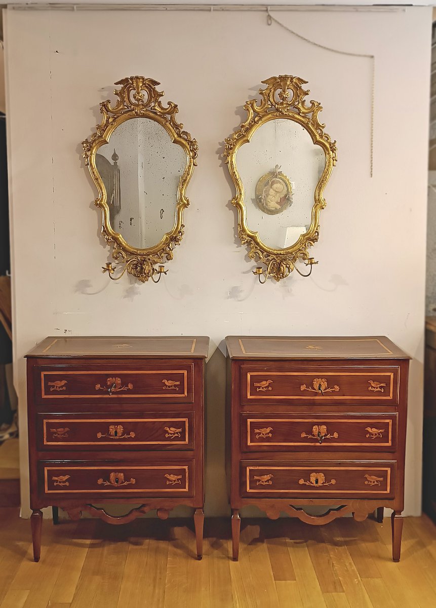 Late 18th Century Pair Of Neoclassical Chest Of Drawers With Inlays -photo-6