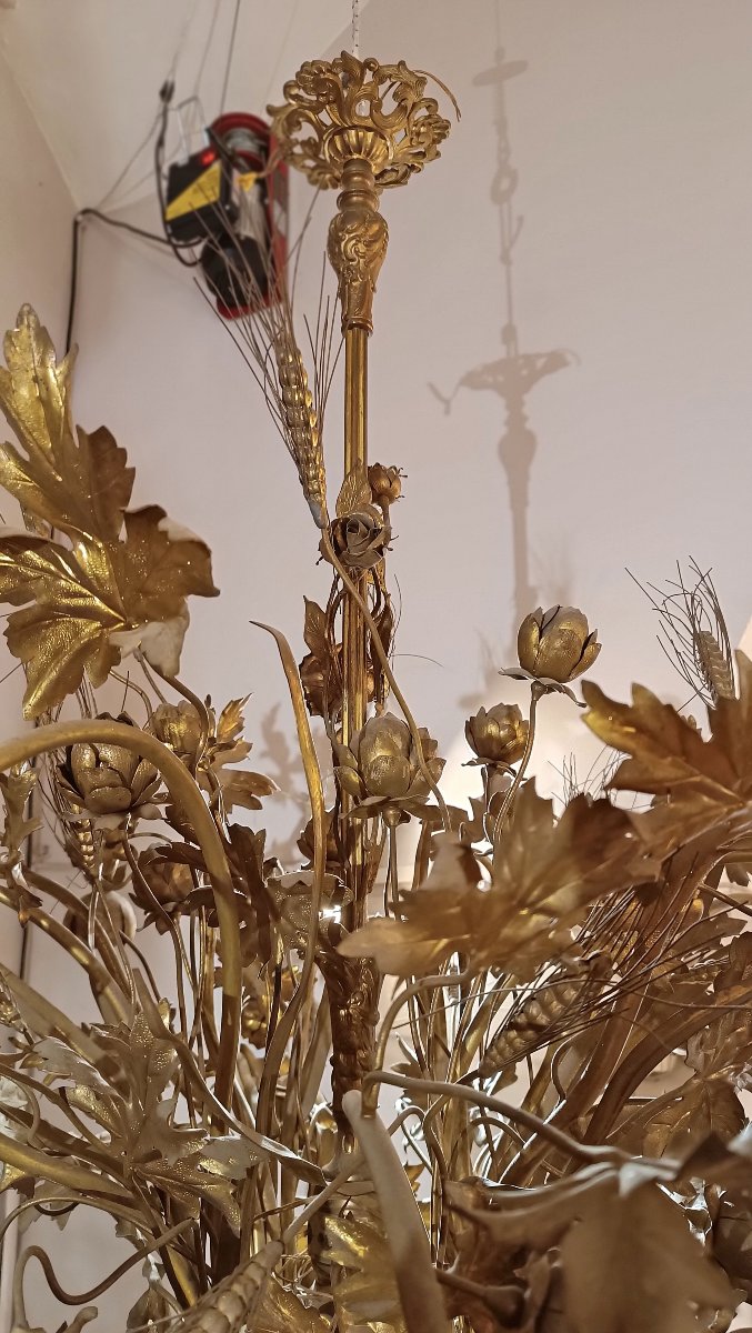 Early 20th Century Gilt Brass And Bronze Chandelier-photo-2