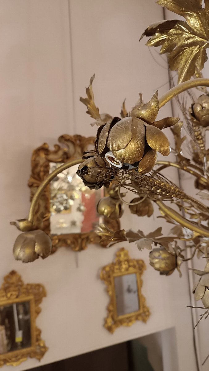 Early 20th Century Gilt Brass And Bronze Chandelier-photo-4