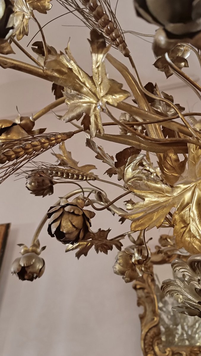 Early 20th Century Gilt Brass And Bronze Chandelier-photo-1