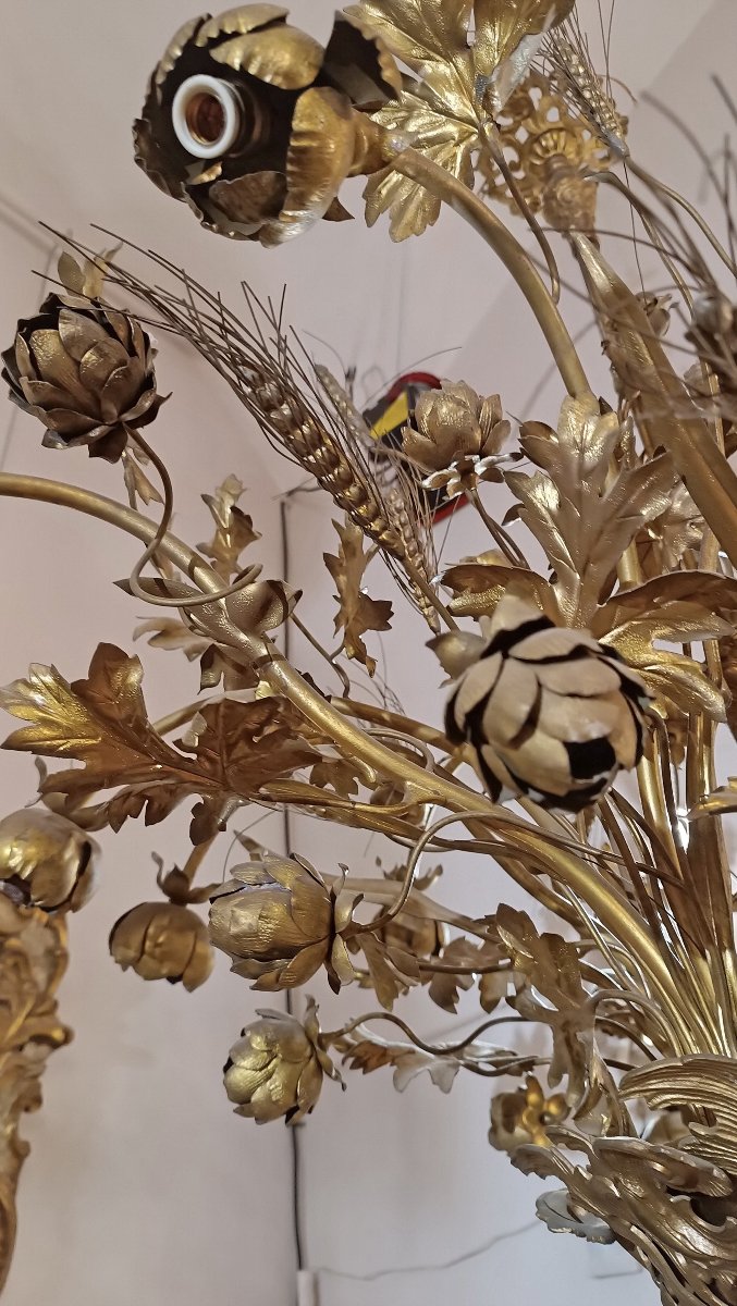 Early 20th Century Gilt Brass And Bronze Chandelier-photo-2
