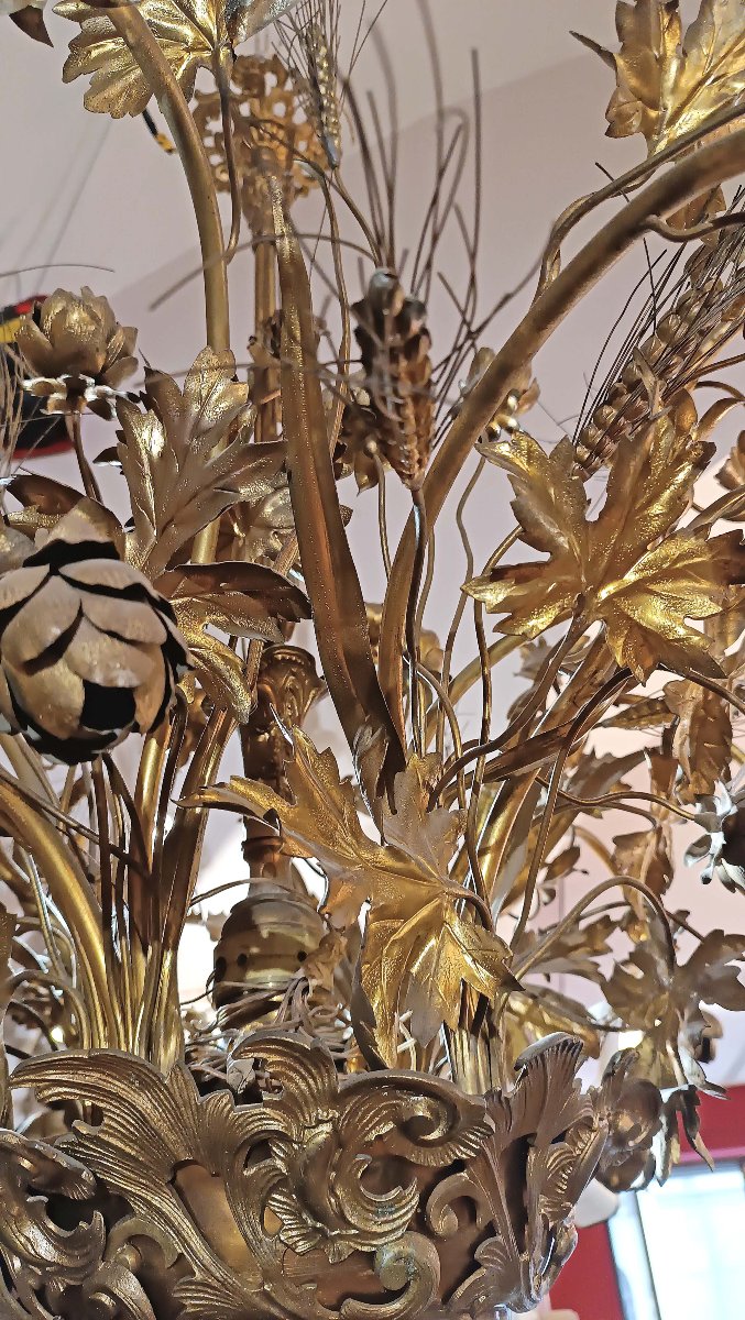 Early 20th Century Gilt Brass And Bronze Chandelier-photo-3