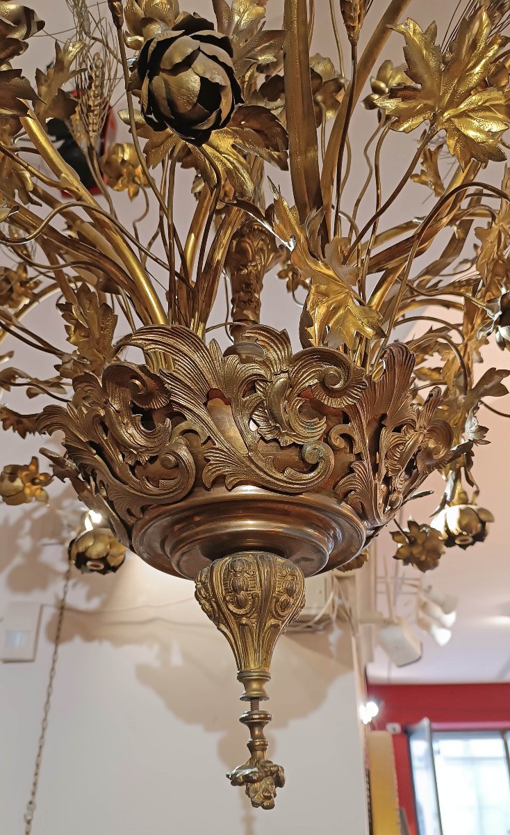 Early 20th Century Gilt Brass And Bronze Chandelier-photo-4