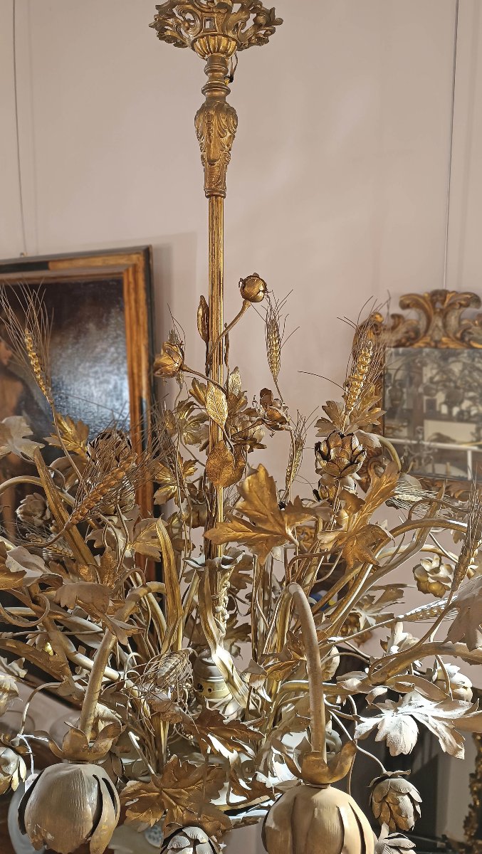 Early 20th Century Gilt Brass And Bronze Chandelier-photo-5