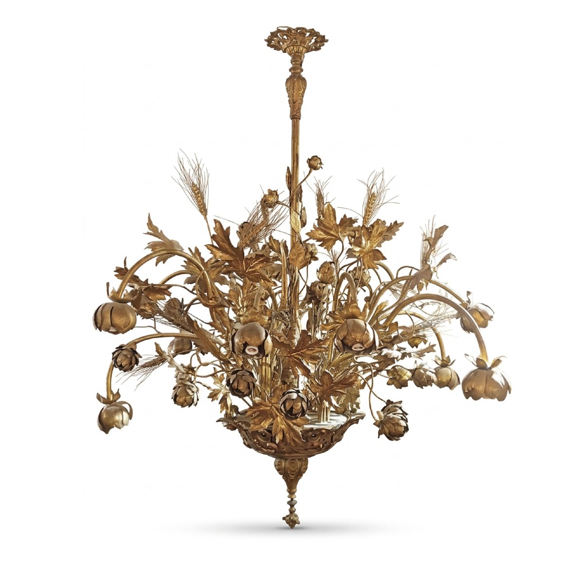 Early 20th Century Gilt Brass And Bronze Chandelier