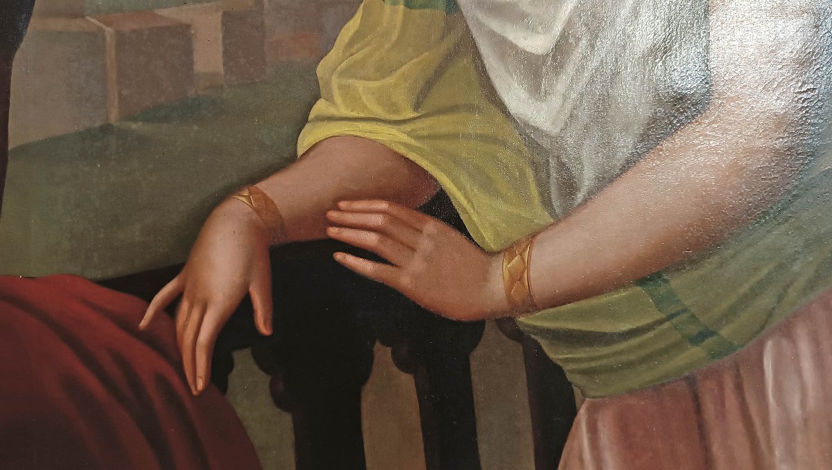 PORTRAIT DE LA POÉTESSE SAPPHO PAR ENRICO FANFANI MILIEU DU 19ème SIÈCLE-photo-1