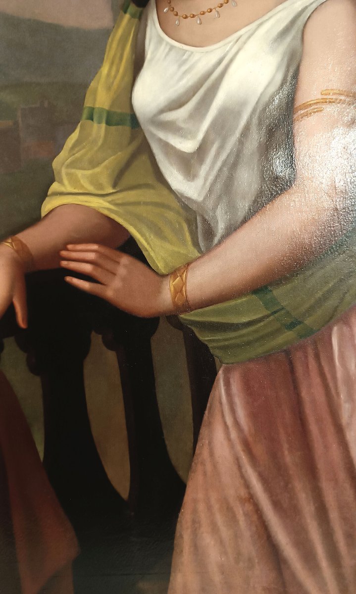 PORTRAIT DE LA POÉTESSE SAPPHO PAR ENRICO FANFANI MILIEU DU 19ème SIÈCLE-photo-2